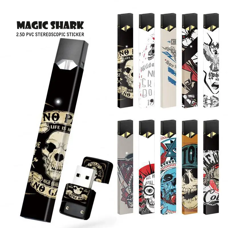 2019 Стильная черная кожаная наклейка в стиле панк с черепом для Juul чехол пленка