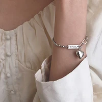 love heart bracelet thai silver brand anklet retro simple bangle for women exquisite jewelry gift accessories girl
