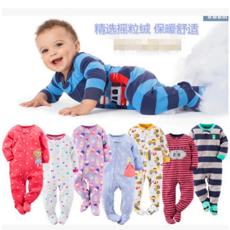 Children carte boys and girls fleece Siamese climbing clothing with foot warm pajamas baby leotard Romper bag fart long climb|cartes boys|rompers