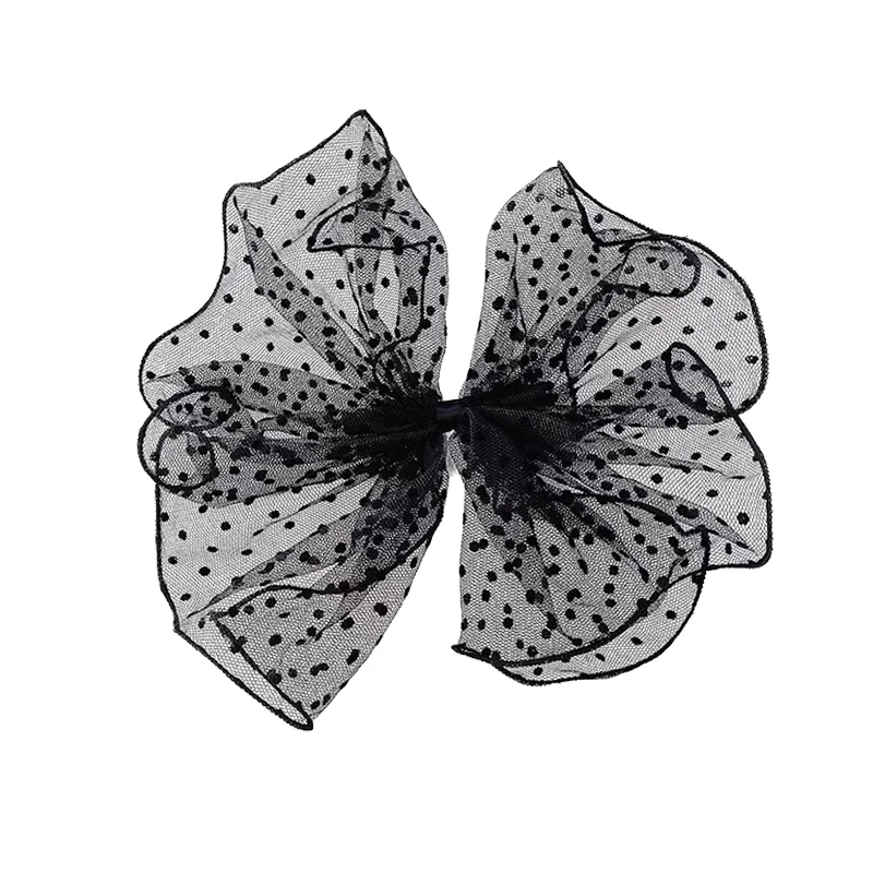 

Super Fairy Early Spring New 2021 Black and White Mesh Big Bow Headdress Hair Clip Hairpin Female Online Influencer Clip Hair