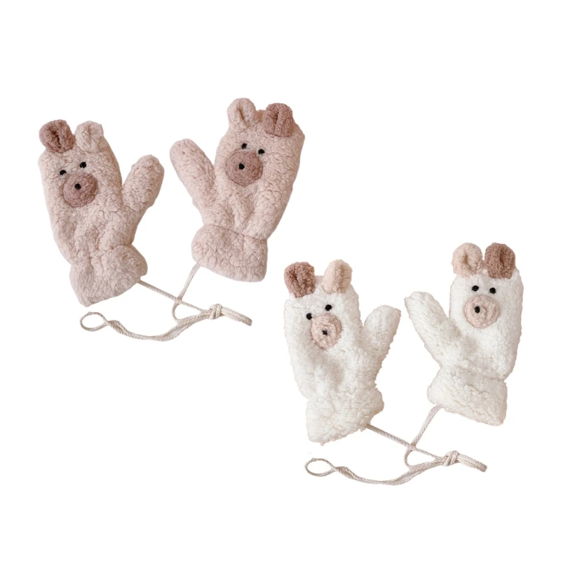 

Зимние пушистые перчатки унисекс, варежки, ветрозащитные плюшевые перчатки с мультяшным рисунком медведя для девочек и мальчиков, зимние п...