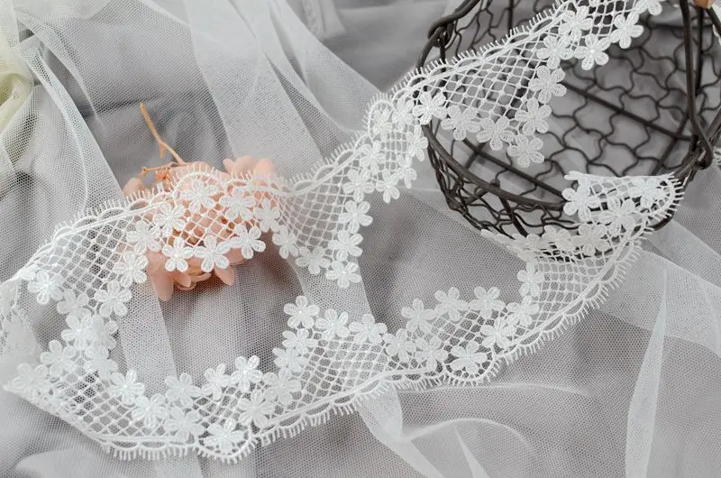 1 м изысканные шелковые ресницы цвета слоновой кости из полиэстера кружевные