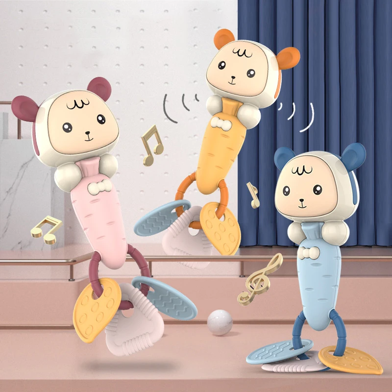 

Игрушка-прорезыватель Монтессори для детей 0-12 месяцев, музыкальный мобиль для новорожденных, Развивающая погремушка-грызунок