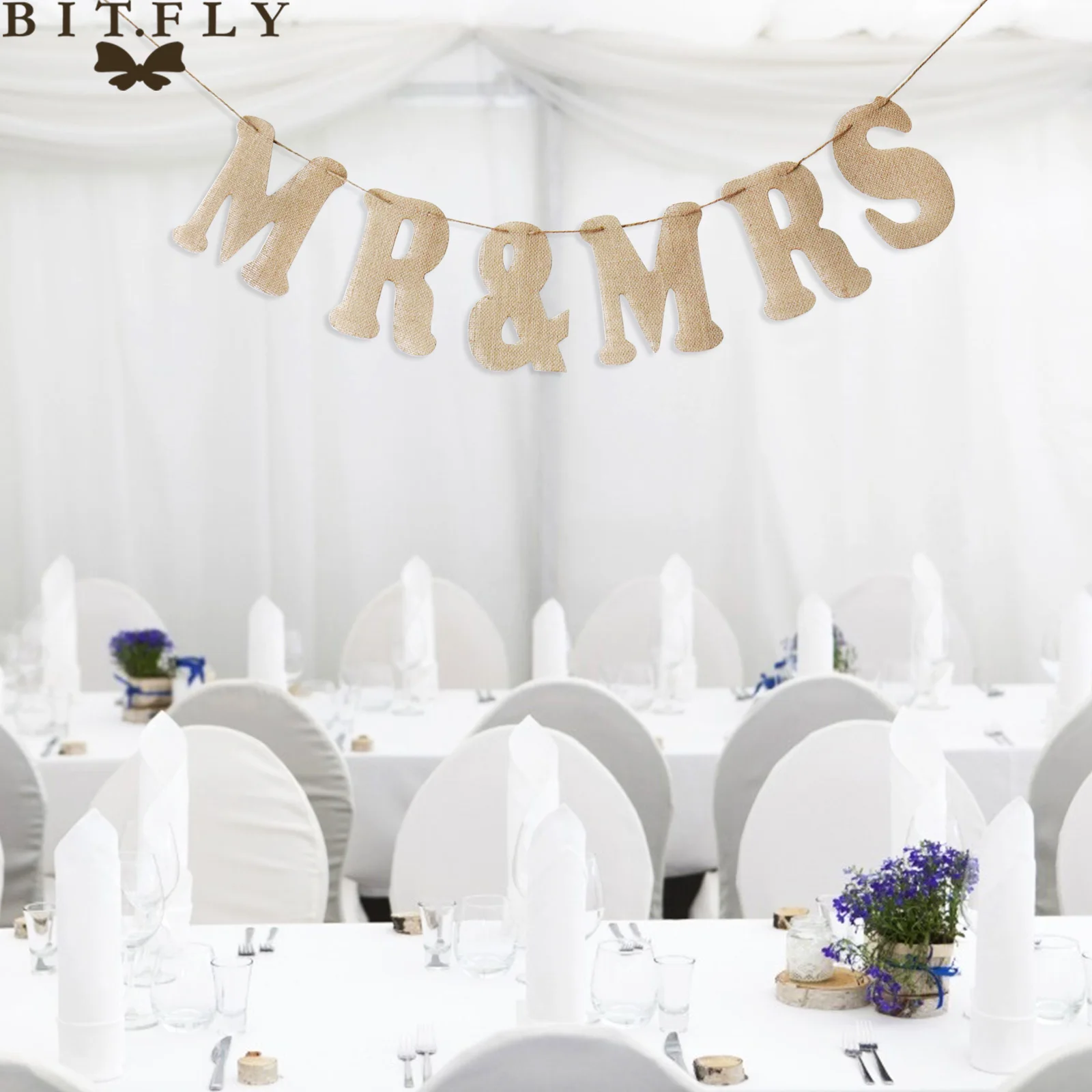 Винтажная грубая мешочная ткань Mr& Mrs полотняные флаги-гирлянды флажок с буквами для DIY для свадьбы, помолвки приборы для декорации