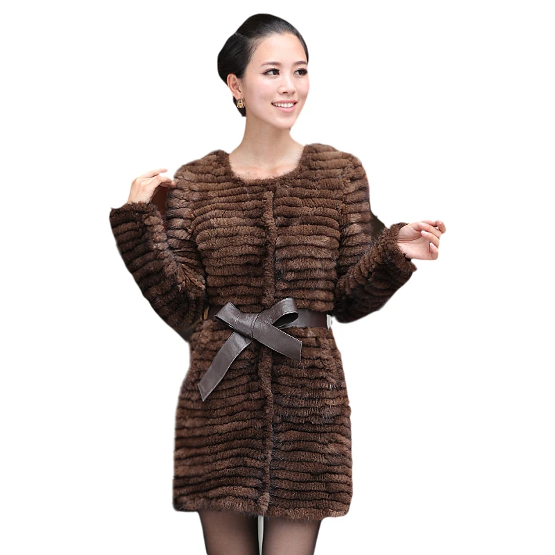 ZDFURS* Горячая Распродажа, вязаный норковый шуба, зимнее модное меховое пальто, длинное стильное