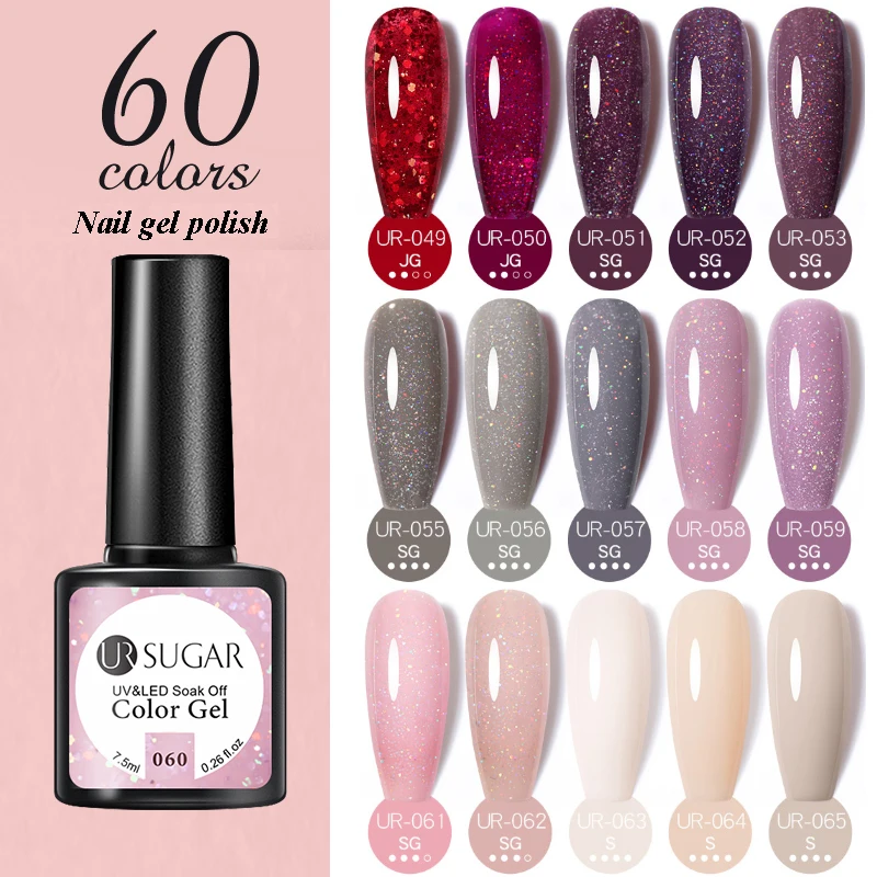

Отмачиваемый Гель-лак для ногтей UR SUGAR, 7,5 мл, телесный розовый и блестящий летний цвет, УФ-лампа, светодиодная лампа, отверждаемый лак для ног...