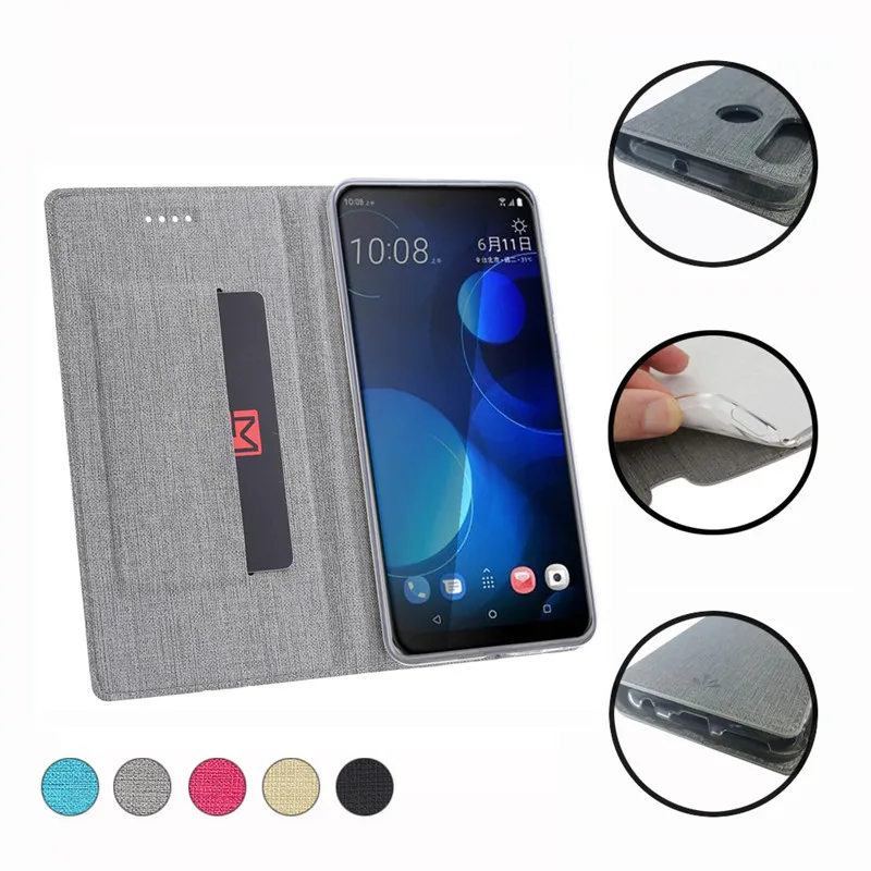 Для htc Desire 19+ чехол Desire 19 Plus роскошный автоматический магнитный тканевый чехол из искусственной кожи с текстурой
