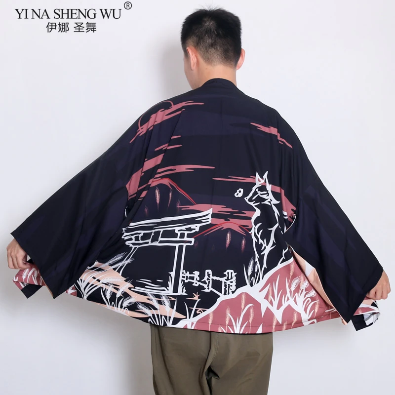 Кимоно мужское с длинным рукавом юката кардиган внешней крышкой халат кимоно