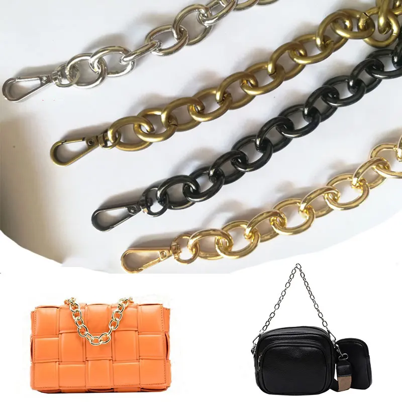 

Useful Women DIY Handbag Handle Bag Strap Thick Aluminum Chain O-shaped Buckle 30cm Bag Chain 1PC Replacement Bag Chain