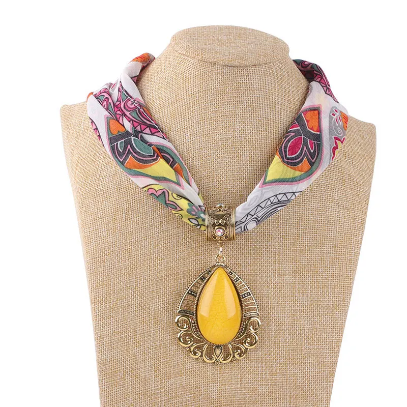 Женские шарфики в форме капли воды богемные из шифона и сплава с принтом| |