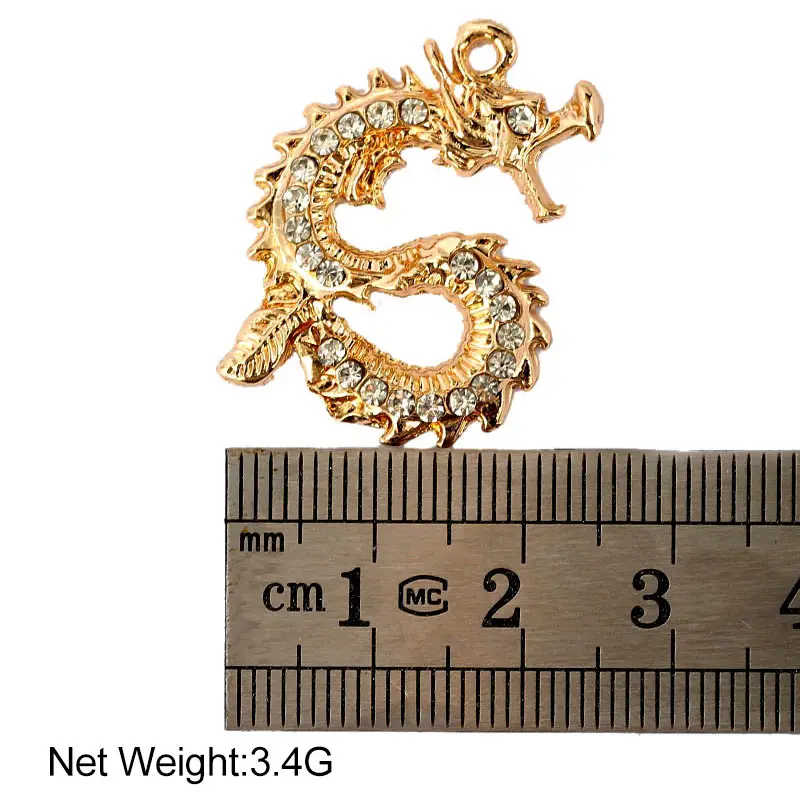 

10Pcs Rhinestone Alloy Fly Dragon Charms Pendant Gold Silver Color Metal Animal Pendant Fit DIY Fashion Necklace Accessories