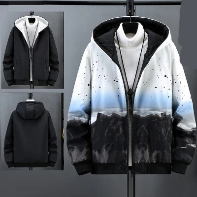 

Men's Jacket 2020 Korean Style Trendy Tops Starry Sky Plus Cotton Thickened Two-sided Autumn Winter Jacket Men's Clothing 470980