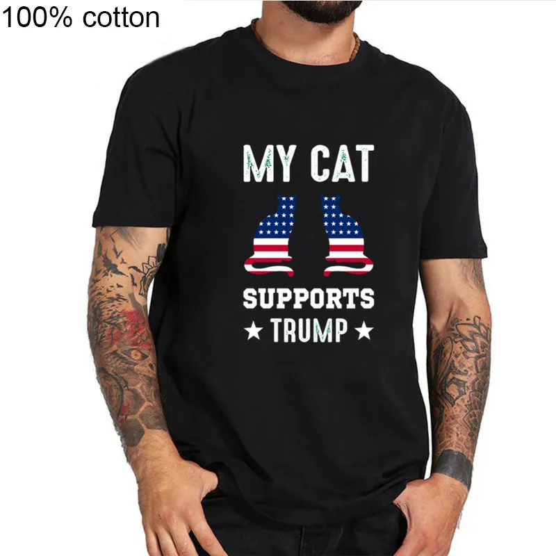 Футболка My Cat поддерживает Трамп коллекция 2020 года мужские футболки в подарок