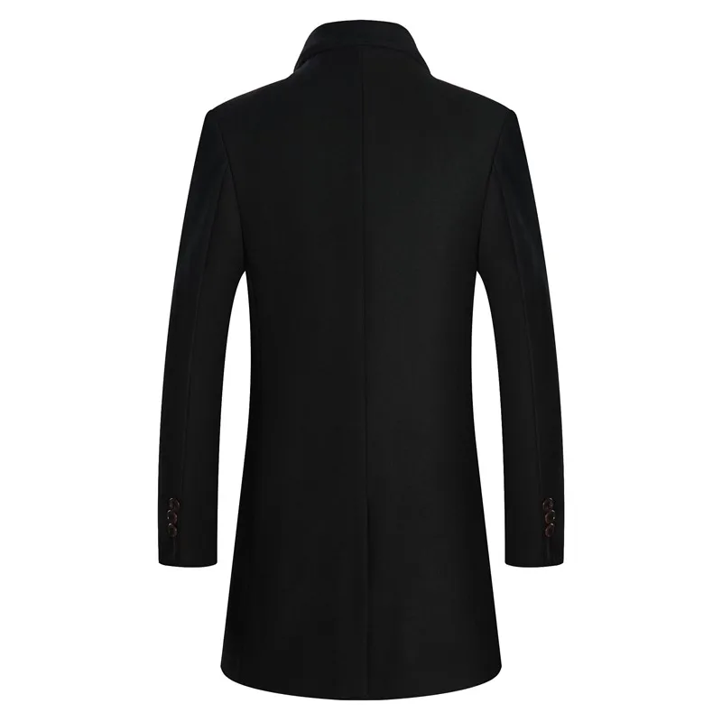 

SHAN BAO two-button thick wool coat 2020 autumn and winter brand clothing simple solid color men's long slim coat red gray black