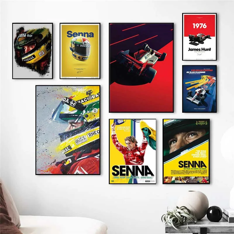 

Poster And Prints Hot Racing Car Ayrton Senna F1 Formula World Champion Wall Art Canvas Picture Painting For Home Room Decor
