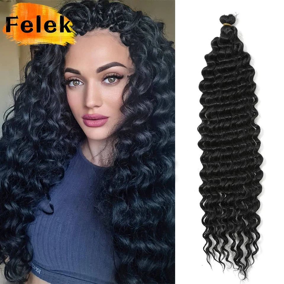 

Deep Water Wave Twist Crochet Hair Crochet Braid Ombre Braiding Hair Extensions Synthetic Afro Curls For Women Low Tempreture
