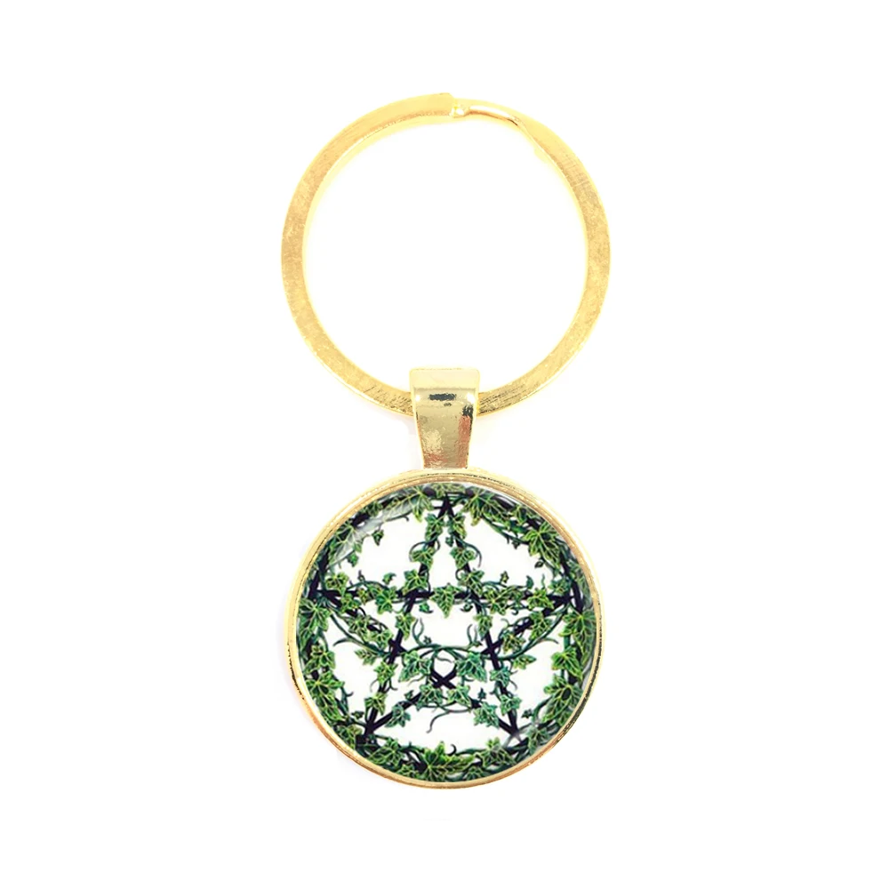 

2019 YANHONG Jewelry alloy key ring glass Pentagram star dome alloy jewelry craft bag, schoolbag key ring