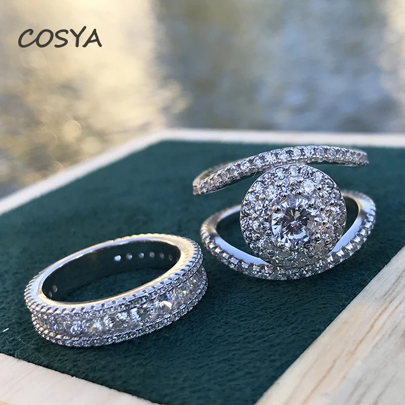 

COSYA 100% 925 Sterling Silver White Round High Carbon Diamond Popular Fashion Creative Ring Female Fine Jewelry Birthday Gifts