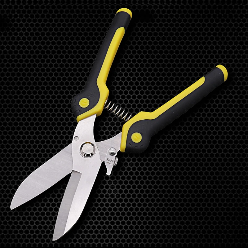 

23cm Electrician Scissors Construction Stainless Metal Shears Sheet Jagged Shears Aviation Scissors Home