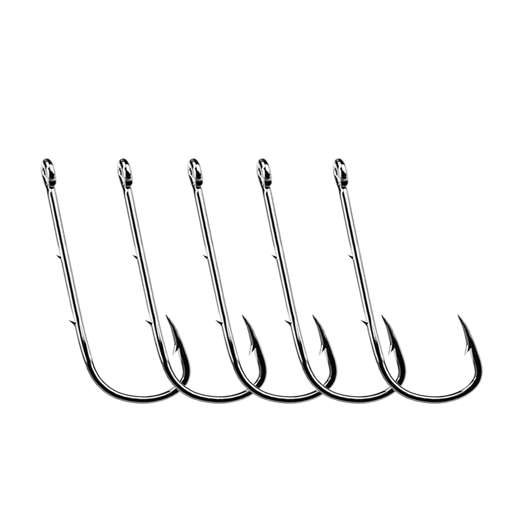 

50pcs/lot Long Shank Fishing Hook 1#-6/0# High Carbon Steel Sharp Barbed Offset Narrow Bait Hook