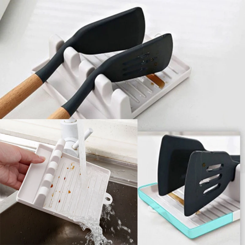 

Multifunction Ladle Spoon Rest Holder Utensil Organizer Spatula Holder Racks Pot Lid storage pad Kitchen Storage Shelf