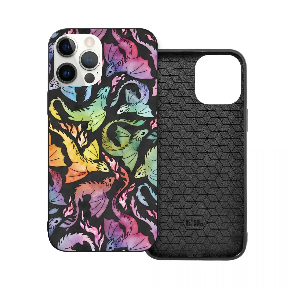 

Радужный стеклянный бампер для телефона из ТПУ Dragon Fire Dark для iPhone 12 11 Xs Xr X Pro Max Mini 7 8 Se2 Plus 6 6S