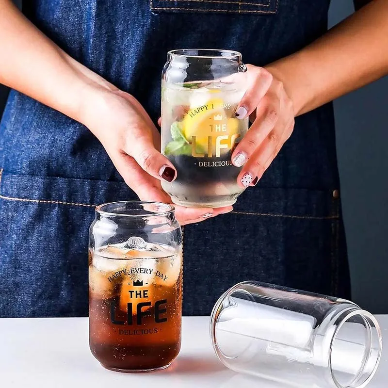 Стеклянная кружка для коктейля YMEEI Cola прозрачная завтрака с золотыми и черными