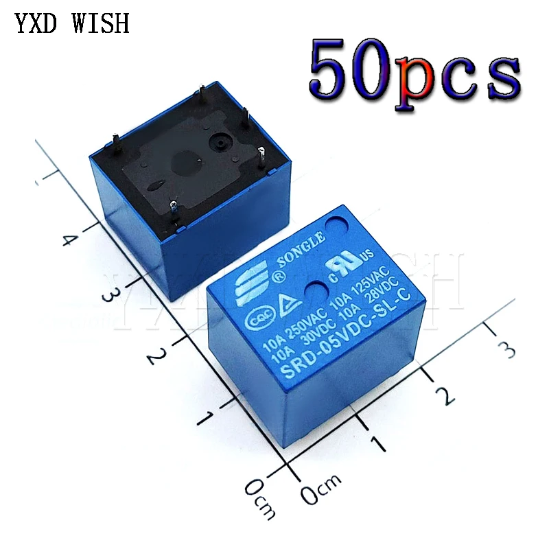 50 шт./лот реле SRD 05VDC SL C 09VDC 12VDC 24VDC 5В 9В 12В 24В 10A 250VAC 5PIN T73 Мощность реле|Реле| |
