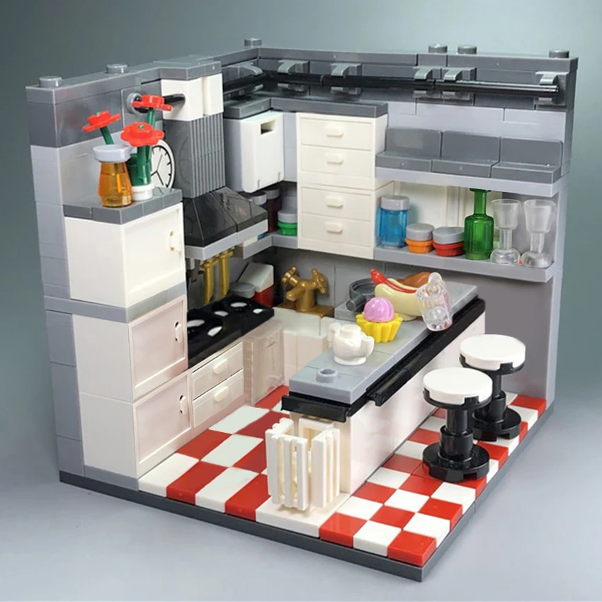 292 шт. совместимые с брендами City MOC кухонные строительные блоки фигурки для дома