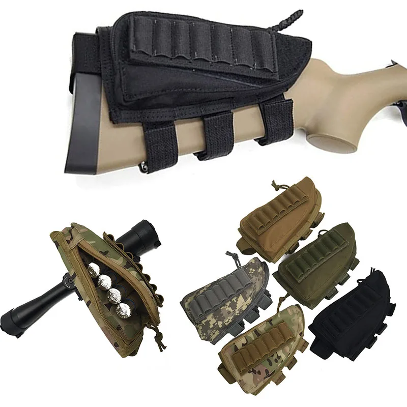 

Tactical Rifle Shotgun Buttstock Cheek Rest Bag Pouch Nylon Ammo Cartridges Shell Holder Hunting Magazine Bandolier 12 Gauge Bag