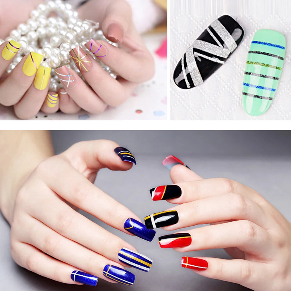 14 цветов блестящие полоски для ногтей Набор наклеек художественные украшения