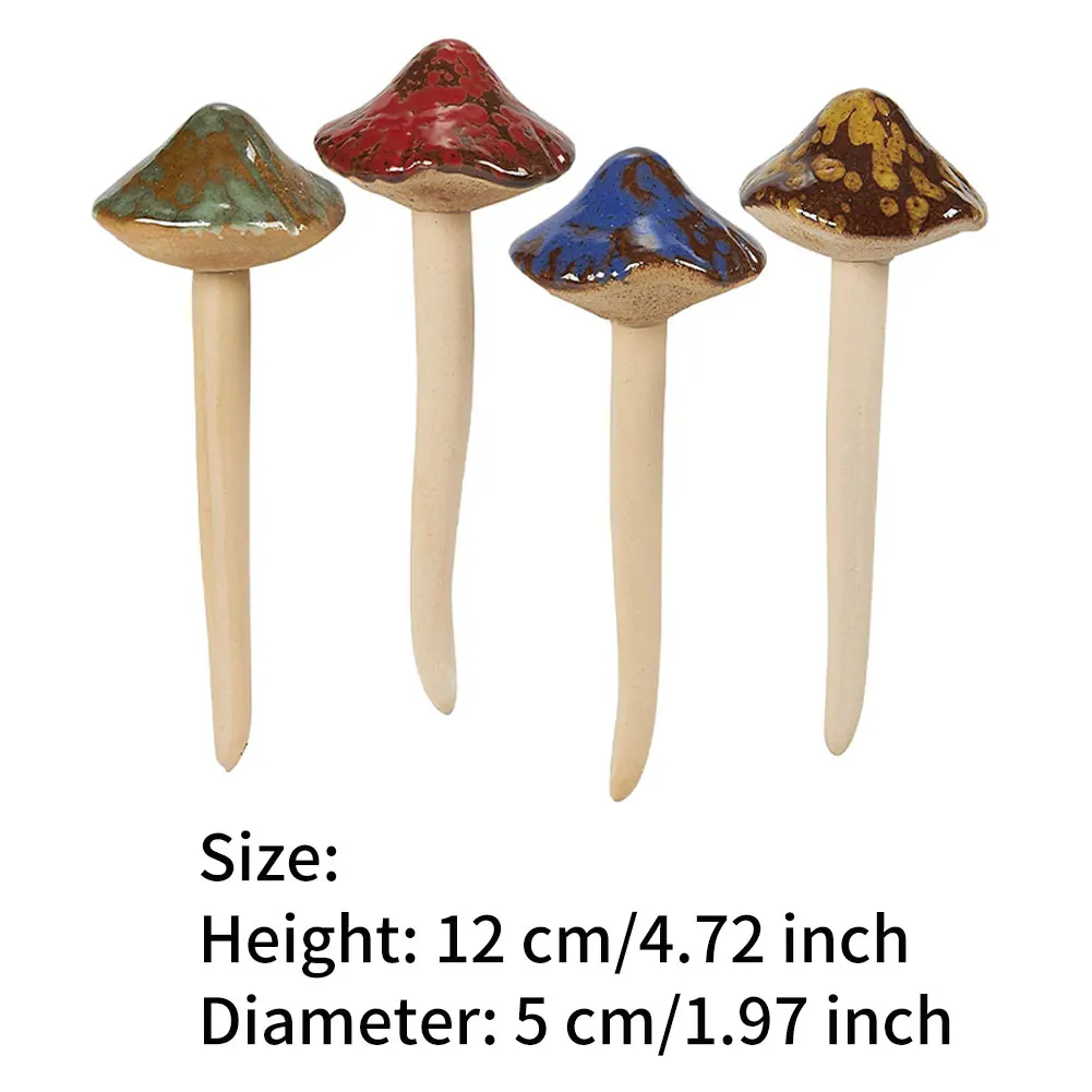 

4PCS Mini Micro Landscape Decoration Flower ot Ornaments Garden Ceramic Mushrooms Colorful for DIY Dollhouse Plants Statue