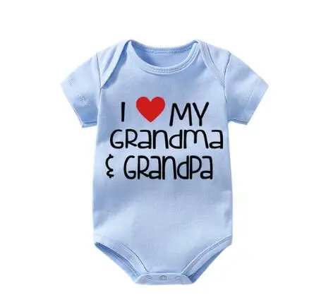 blue grandpa Culbutomind/летние белые комбинезоны с короткими рукавами и надписью «I Love My Grandma», «Дедушка» Для малышей года, милая одежда для маленьких мальчиков - Цвет: blue grandpa