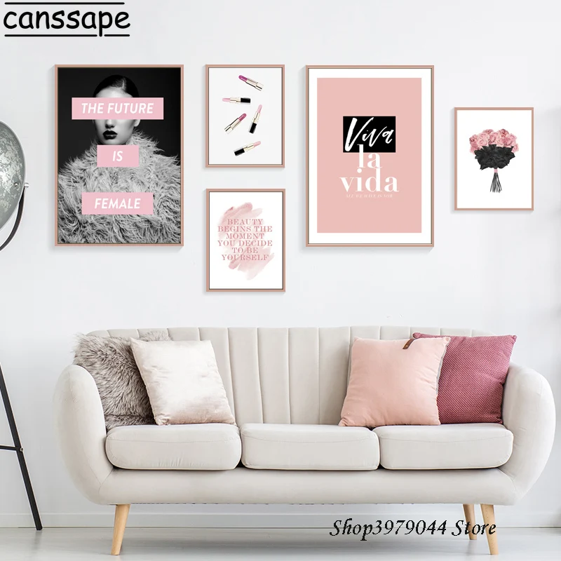 Постер поп арт макияж губная помада настенный художественный холст принт