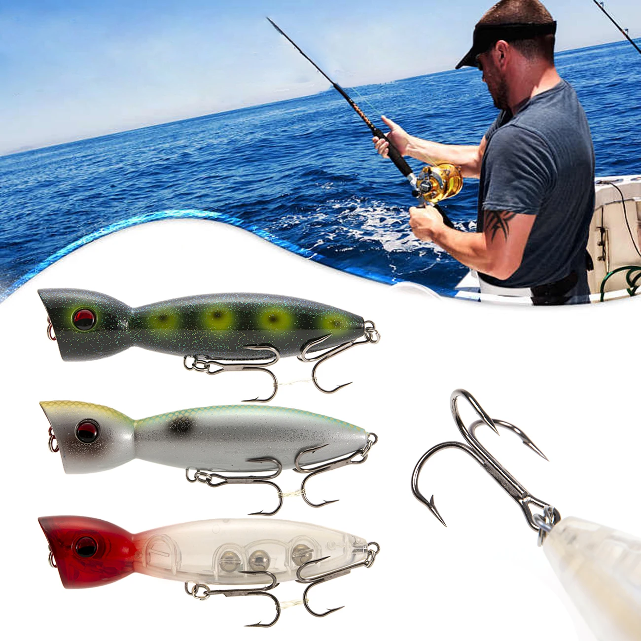 

14cm Artificial Fishing Lure Hard Lure Big Popper Lure Crankbait Minnow Swimming Crank Baits Fishing Lure for Outdoor Fishing