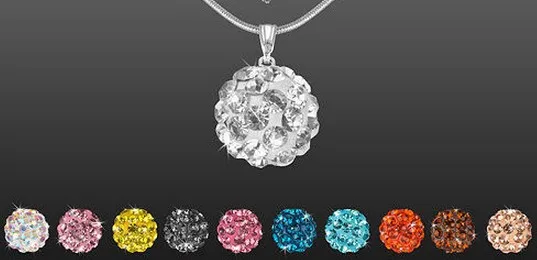 

rt45sng Mixed Random Color Lot Ball Bead Pedant Necklace High Quality JEWELLRY crystal crystal