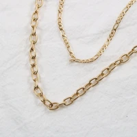 stainless steel jewelry double layer twisted figaro chain necklace for women