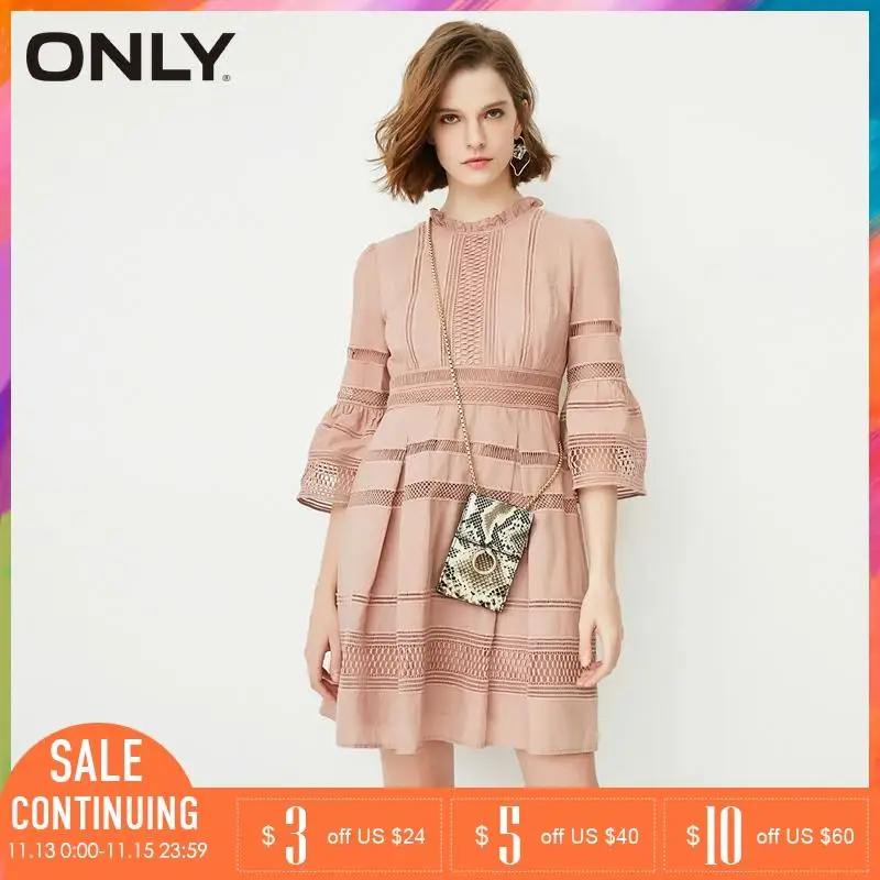 ONLY Бренд 2018 Новинка женское платье 100% хлопок горячий стиль чистый цвет