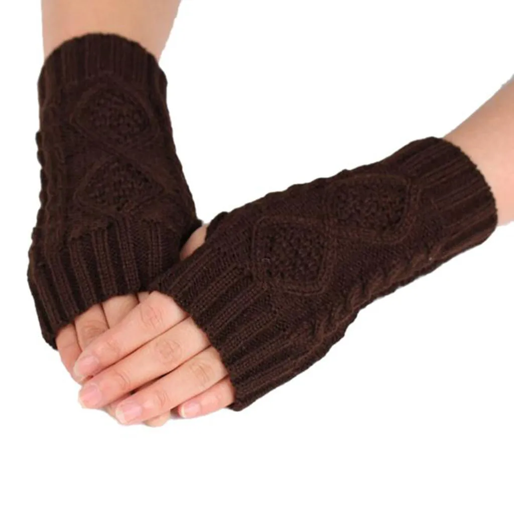 2019 женские зимние теплые перчатки без пальцев Вязаные митенки Guantes Invierno Mujer для