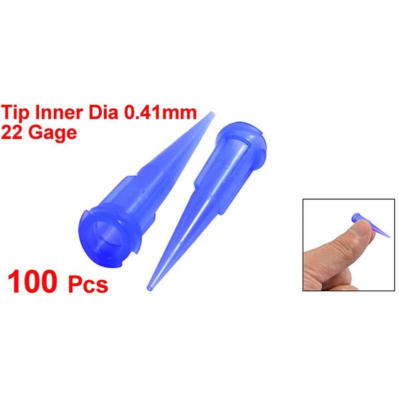 

Plastic/Stainless Steel Industrial Dispensing Needle Tip, 22 Gauge, 0.41mm Opening Size, Blue (Pack of 100)