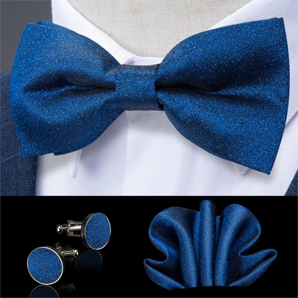 Шелковые однотонные галстуки бабочки Роскошные бирюзовые синие мужские