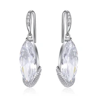 luxury aaa cubic zirconia drop earrings for women silver color big waterdrop gem stone dangle long earrings fashion jewelry gift