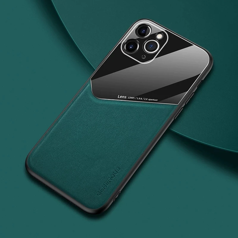 Case For iPhone 14 Pro Max11 Pro X Xs 12 Mini Pro Max Luxury Leather Camera Lens Cover For iPhone 13 8 7 6 6S Plus Car Magnet