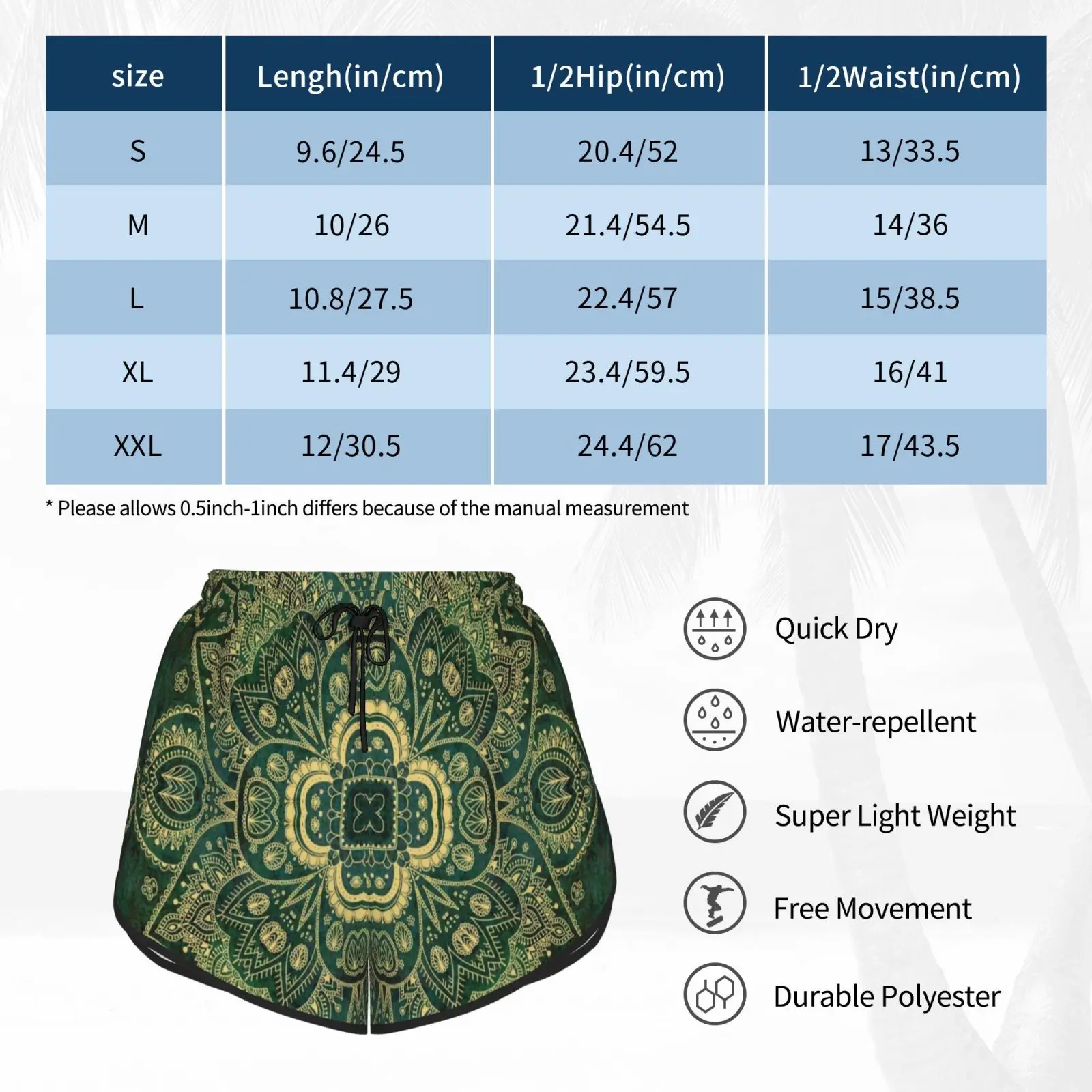 

Gold Lace Mandala On Green Swim Shorts Women Beach Shorts Green Lace Mandala Intricate Golden Harmony Dorm Symmetry