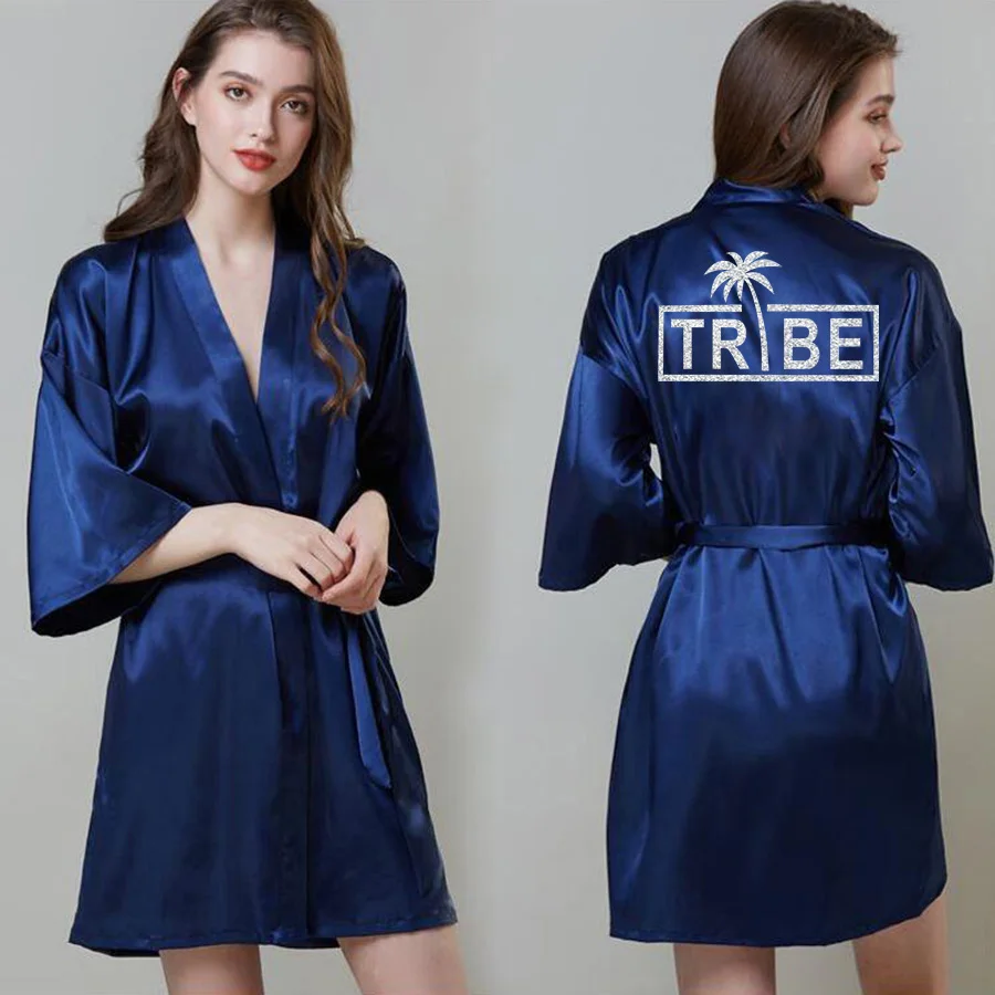 Свадебная вечеринка халат для невесты Блестящий серебряный принт кокосовое