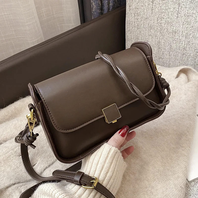 

Solid Color Flap Bag 2021new Crossbody Bag For Women High-quality Leather Women's Designer Handbag And Purse Travel Shoulder Bag
