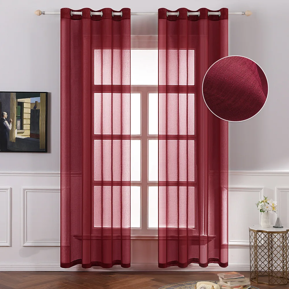 

European American Style 1 Piece Sheer Curtain for Living Room Window Screening Door Curtain for Kitchen