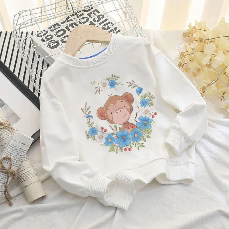 

Animal And Flowers Latest 2-7 Year Old Children's Sweatshirt Girls Cartoon Anime Clothes Cute Children Clothes Printing Wimter