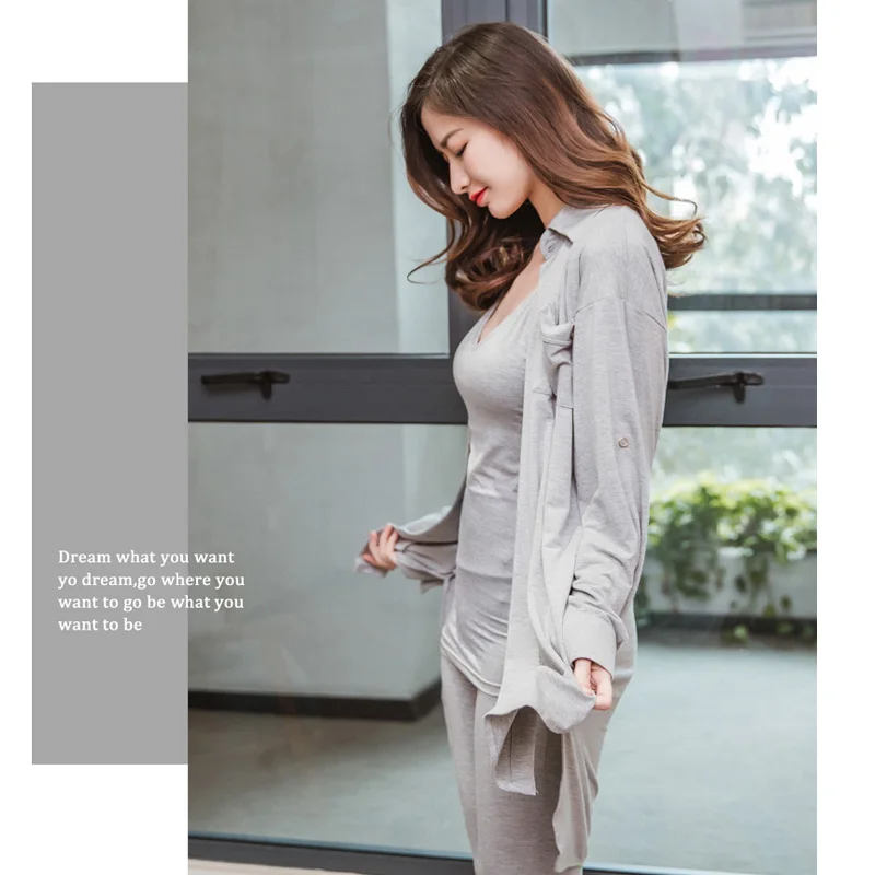 Пижамный комплект Женские Модальные осенние новые колготки из трех предметов