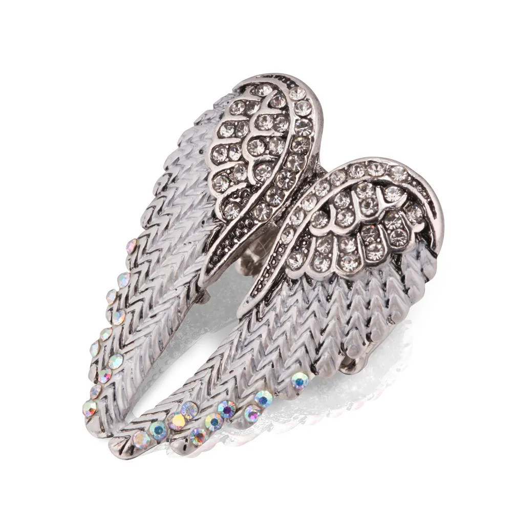 Angel Wings Crystal Rings For Women Jewelry Silver Opening Adjustable Ring For Female Engagement Ring Wedding Promise Rings Boho - Цвет основного камня: white